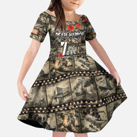Pearl Harbor Remembrance Day Personalized Kid Short Sleeve Dress Memories of December 7 with Red Poppy Lei - Polynesian Pride