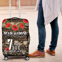 Pearl Harbor Remembrance Day Luggage Cover Memories of December 7 with Red Poppy Lei - Polynesian Pride