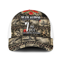 Pearl Harbor Remembrance Day Personalized Mesh Trucker Cap Memories of December 7 with Red Poppy Lei - Polynesian Pride