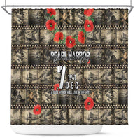 Pearl Harbor Remembrance Day Shower Curtain Memories of December 7 with Red Poppy Lei - Polynesian Pride