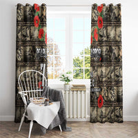 Pearl Harbor Remembrance Day Window Curtain Memories of December 7 with Red Poppy Lei - Polynesian Pride
