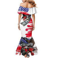 Pearl Harbor Remembrance Day Personalized Family Matching Mermaid Dress and Hawaiian Shirt Lest We Forget - The Bald Eagle Remembers - Polynesian Pride