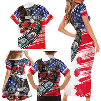 Pearl Harbor Remembrance Day Personalized Family Matching Short Sleeve Bodycon Dress and Hawaiian Shirt Lest We Forget - The Bald Eagle Remembers - Polynesian Pride