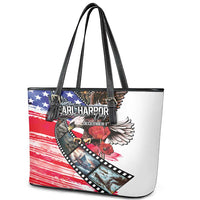 Pearl Harbor Remembrance Day Leather Tote Bag Lest We Forget - The Bald Eagle Remembers - Polynesian Pride