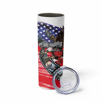Pearl Harbor Remembrance Day Personalized Skinny Tumbler Lest We Forget - The Bald Eagle Remembers - Polynesian Pride