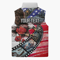 Pearl Harbor Remembrance Day Personalized Sleeveless Puffer Jacket Lest We Forget - The Bald Eagle Remembers - Polynesian Pride