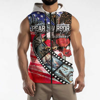 Pearl Harbor Remembrance Day Personalized Sleeveless Zip Hoodie Lest We Forget - The Bald Eagle Remembers LT03 - Polynesian Pride