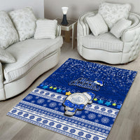 Palau Christmas Area Rug Snowman Hugs Palau Coat of Arms Maori Pattern Blue Style LT03 - Polynesian Pride