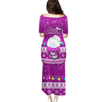 Palau Christmas Puletasi Snowman Hugs Palau Coat of Arms Maori Pattern Pink Style LT03 - Polynesian Pride