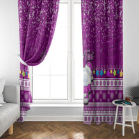 Personalised Palau Christmas Window Curtain Snowman Hugs Palau Coat of Arms Maori Pattern Pink Style LT03 - Polynesian Pride