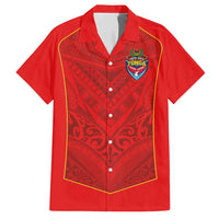 Custom Mate Ma'a Tonga Rugby Family Matching Off Shoulder Maxi Dress and Hawaiian Shirt Ngatu Tribal Motifs Sporty Style - Polynesian Pride