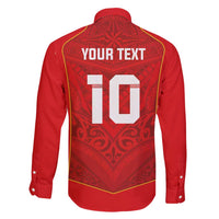 Custom Mate Ma'a Tonga Rugby Family Matching Off Shoulder Short Dress and Hawaiian Shirt Ngatu Tribal Motifs Sporty Style - Polynesian Pride