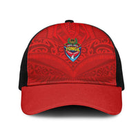 Mate Ma'a Tonga Rugby Mesh Trucker Cap Ngatu Tribal Motifs Sporty Style LT03 One Size Black Red - Polynesian Pride