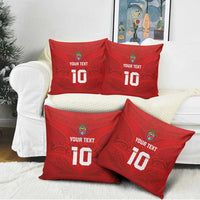 Custom Mate Ma'a Tonga Rugby Pillow Cover Ngatu Tribal Motifs Sporty Style - Polynesian Pride