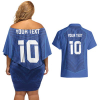 Custom Samoa Rugby Couples Matching Off Shoulder Short Dress and Hawaiian Shirt Tatau Tribal Motifs Sporty Style - Polynesian Pride