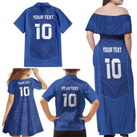Custom Samoa Rugby Family Matching Off Shoulder Maxi Dress and Hawaiian Shirt Tatau Tribal Motifs Sporty Style - Polynesian Pride