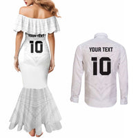 Custom Fiji Rugby Couples Matching Mermaid Dress and Long Sleeve Button Shirt Tapa Tribal Motifs Sporty Style - Polynesian Pride