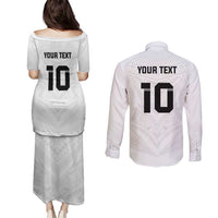 Custom Fiji Rugby Couples Matching Puletasi and Long Sleeve Button Shirt Tapa Tribal Motifs Sporty Style - Polynesian Pride
