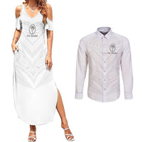 Custom Fiji Rugby Couples Matching Summer Maxi Dress and Long Sleeve Button Shirt Tapa Tribal Motifs Sporty Style - Polynesian Pride