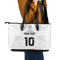 Custom Fiji Rugby Leather Tote Bag Tapa Tribal Motifs Sporty Style - Polynesian Pride