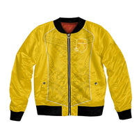 Custom Niue Rugby Bomber Jacket Hiapo Tribal Motifs Sporty Style - Polynesian Pride