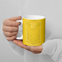 Custom Niue Rugby Ceramic Mug Hiapo Tribal Motifs Sporty Style - Polynesian Pride