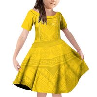 Custom Niue Rugby Family Matching Off Shoulder Short Dress and Hawaiian Shirt Hiapo Tribal Motifs Sporty Style - Polynesian Pride