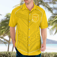 Custom Niue Rugby Hawaiian Shirt Hiapo Tribal Motifs Sporty Style - Polynesian Pride