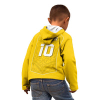 Custom Niue Rugby Kid Hoodie Hiapo Tribal Motifs Sporty Style - Polynesian Pride