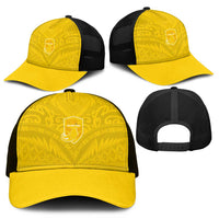 Niue Rugby Mesh Trucker Cap Hiapo Tribal Motifs Sporty Style - Polynesian Pride