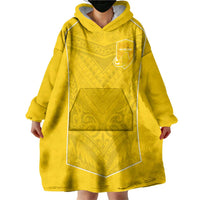 Custom Niue Rugby Wearable Blanket Hoodie Hiapo Tribal Motifs Sporty Style - Polynesian Pride