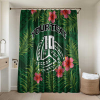 Custom Hawaii Volleyball Bathroom Set Kakau Abstract and Tropical Plants Green Color - Polynesian Pride