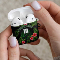 Custom Hawaii Volleyball AirPods Case Kakau Abstract and Tropical Plants Black Color - Polynesian Pride