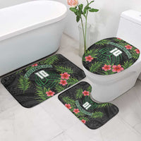 Custom Hawaii Volleyball Bathroom Set Kakau Abstract and Tropical Plants Black Color - Polynesian Pride