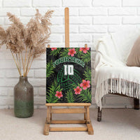 Custom Hawaii Volleyball Canvas Wall Art Kakau Abstract and Tropical Plants Black Color - Polynesian Pride