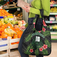 Custom Hawaii Volleyball Grocery Bag Kakau Abstract and Tropical Plants Black Color - Polynesian Pride