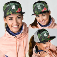 Custom Hawaii Volleyball Mesh Trucker Cap Kakau Abstract and Tropical Plants Black Color - Polynesian Pride