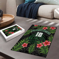 Custom Hawaii Volleyball Puzzle Kakau Abstract and Tropical Plants Black Color - Polynesian Pride