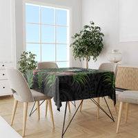 Custom Hawaii Volleyball Tablecloth Kakau Abstract and Tropical Plants Black Color - Polynesian Pride
