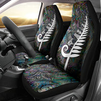 New Zealand Car Seat Cover Aotearoa Symbols With Silver Fern LT03 - Polynesian Pride