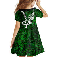 Personalized New Zealand Family Matching Off Shoulder Maxi Dress and Hawaiian Shirt Silver Fern and Maori Symbols Papua Shell Green Style LT03 - Polynesian Pride