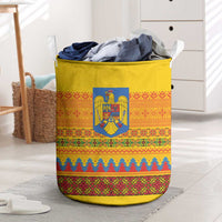 Romania Merry Christmas Laundry Basket Romania Emblem Traditional Folk Art - Polynesian Pride