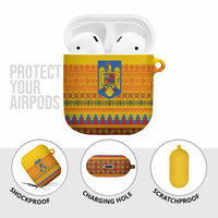 Romania Merry Christmas AirPods Case Romania Emblem Traditional Folk Art - Polynesian Pride