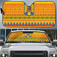 Romania Merry Christmas Auto Sun Shade Romania Emblem Traditional Folk Art - Polynesian Pride
