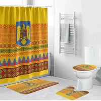 Romania Merry Christmas Bathroom Set Romania Emblem Traditional Folk Art - Polynesian Pride
