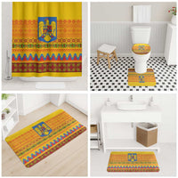 Romania Merry Christmas Bathroom Set Romania Emblem Traditional Folk Art - Polynesian Pride