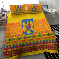 Romania Merry Christmas Bedding Set Romania Emblem Traditional Folk Art - Polynesian Pride