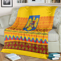 Romania Merry Christmas Blanket Romania Emblem Traditional Folk Art - Polynesian Pride