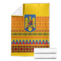 Romania Merry Christmas Blanket Romania Emblem Traditional Folk Art - Polynesian Pride