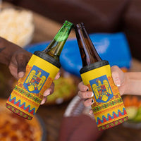 Romania Merry Christmas 4 in 1 Can Cooler Tumbler Romania Emblem Traditional Folk Art - Polynesian Pride